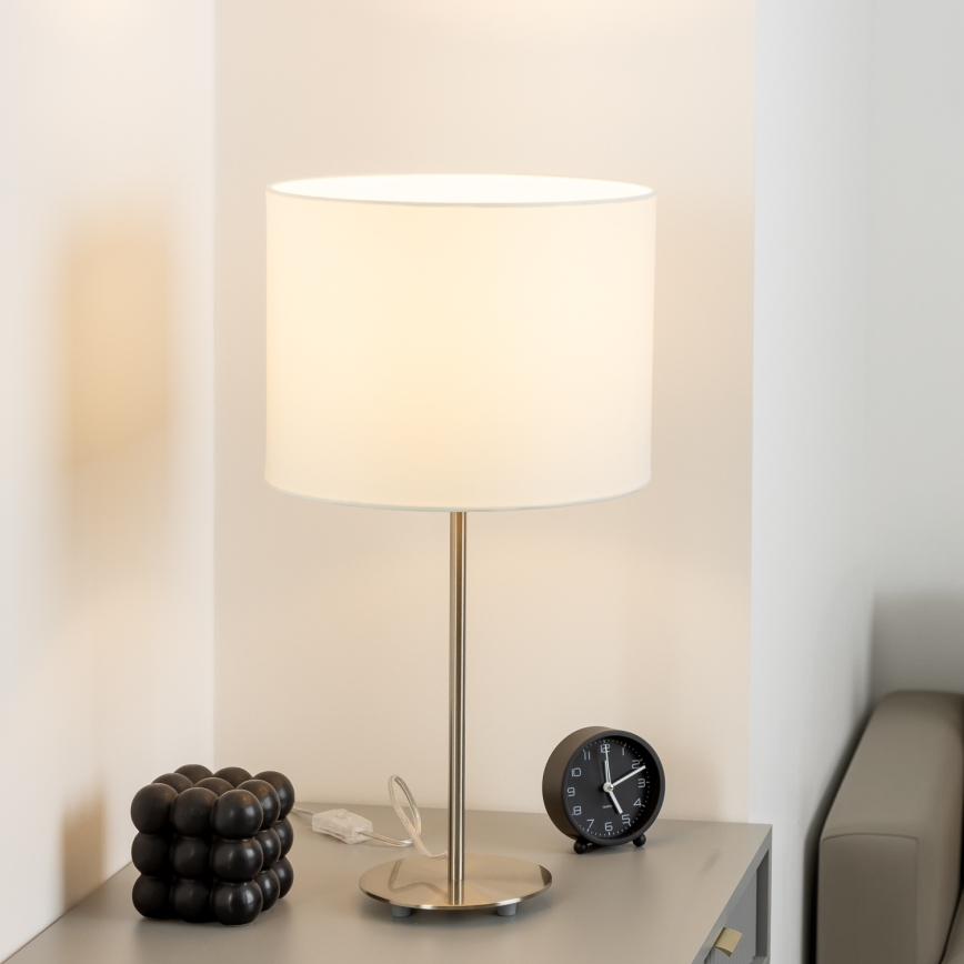Eglo - Lampada da tavolo LED TUNJA 1xE27/60W/230V 38,5 cm cromo opaco/bianco