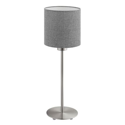 Eglo - Lampada da tavolo LED TUNJA 1xE27/60W/230V 38,5 cm cromo opaco/grigio