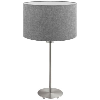 Eglo - Lampada da tavolo LED TUNJA 1xE27/60W/230V 38,5 cm cromo opaco/grigio