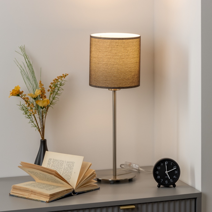 Eglo - Lampada da tavolo LED TUNJA 1xE27/60W/230V 38,5 cm cromo opaco/marrone