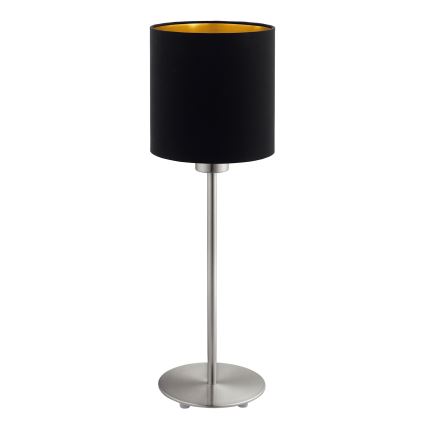 Eglo - Lampada da tavolo LED TUNJA 1xE27/60W/230V 38,5 cm cromo opaco/nero