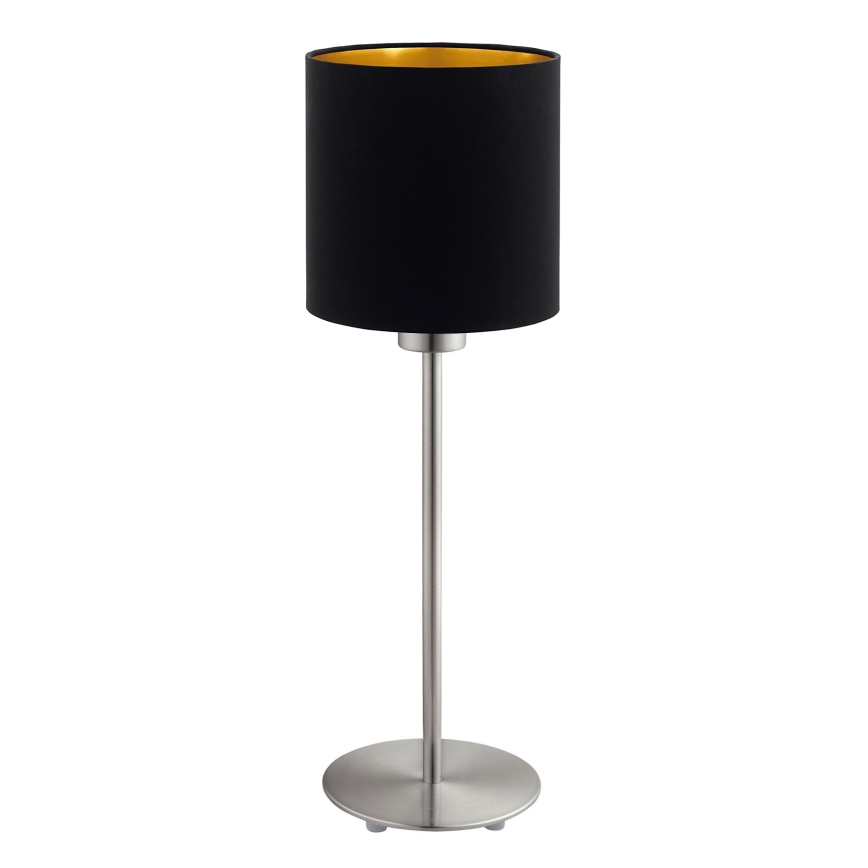 Eglo - Lampada da tavolo LED TUNJA 1xE27/60W/230V 38,5 cm cromo opaco/nero