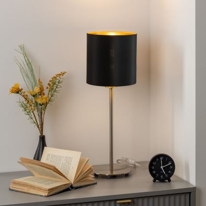 Eglo - Lampada da tavolo LED TUNJA 1xE27/60W/230V 38,5 cm cromo opaco/nero