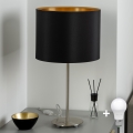 Eglo - Lampada da tavolo LED TUNJA 1xE27/60W/230V 38,5 cm cromo opaco/nero