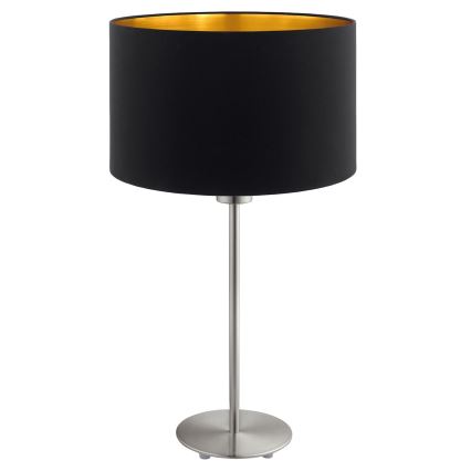 Eglo - Lampada da tavolo LED TUNJA 1xE27/60W/230V 38,5 cm cromo opaco/nero
