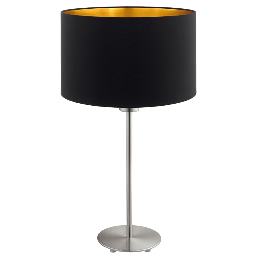Eglo - Lampada da tavolo LED TUNJA 1xE27/60W/230V 38,5 cm cromo opaco/nero