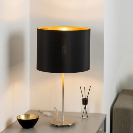 Eglo - Lampada da tavolo LED TUNJA 1xE27/60W/230V 38,5 cm cromo opaco/nero