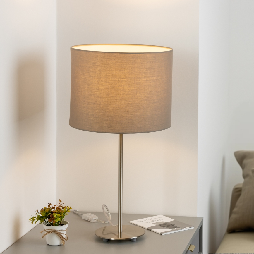 Eglo - Lampada da tavolo LED TUNJA 1xE27/60W/230V 38,5 cm cromo opaco/taupe
