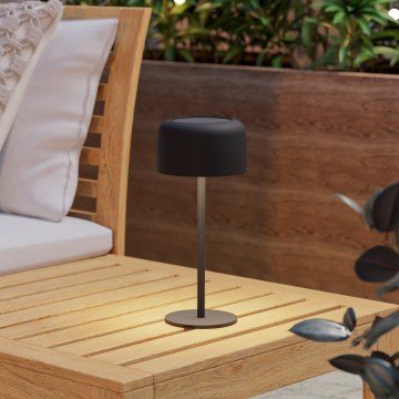 Eglo - Lampada da tavolo solare ricaricabile a LED con comando touch, 2,8W/3,7V, 1800 mAh, IP44, nero