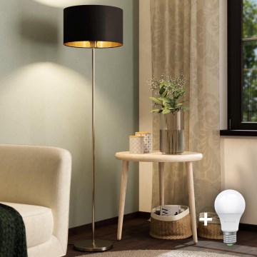 Eglo - Lampada da terra LED TUNJA 1xE27/60W/230V cromo opaco/nero