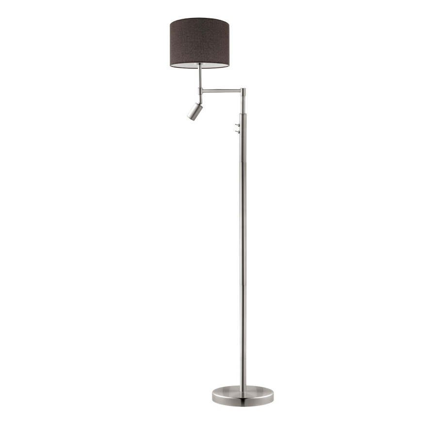 Eglo - Lampada da terra LED TUNJA 1xE27/60W/230V + LED/2,1W Ø 30 cm cromo opaco/marrone