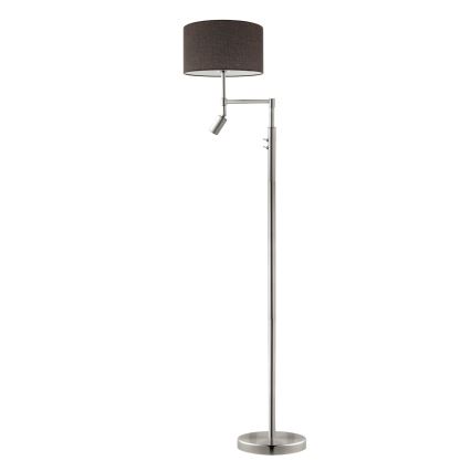 Eglo - Lampada da terra LED TUNJA 1xE27/60W/230V + LED/2,1W Ø 38 cm cromo opaco/marrone