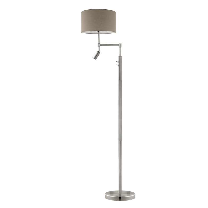 Eglo - Lampada da terra LED TUNJA 1xE27/60W/230V + LED/2,1W Ø 38 cm cromo opaco/taupe