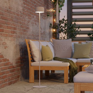 Eglo - Lampada da terra solare ricaricabile a LED con controllo touch, 2,8 W / 3,7 V, 1800 mAh, IP44, bianca