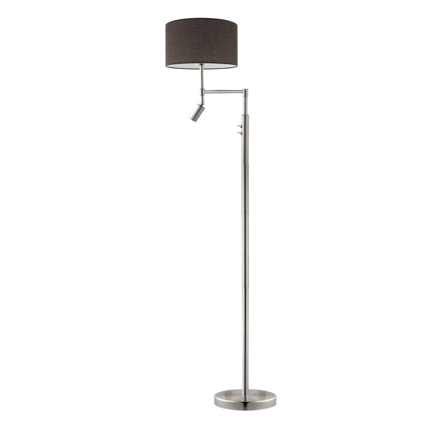 Eglo - Lampada LED da terra TUNJA 1xE27/60W/230V + LED/2,1W diametro 38 cm cromo opaco/marrone