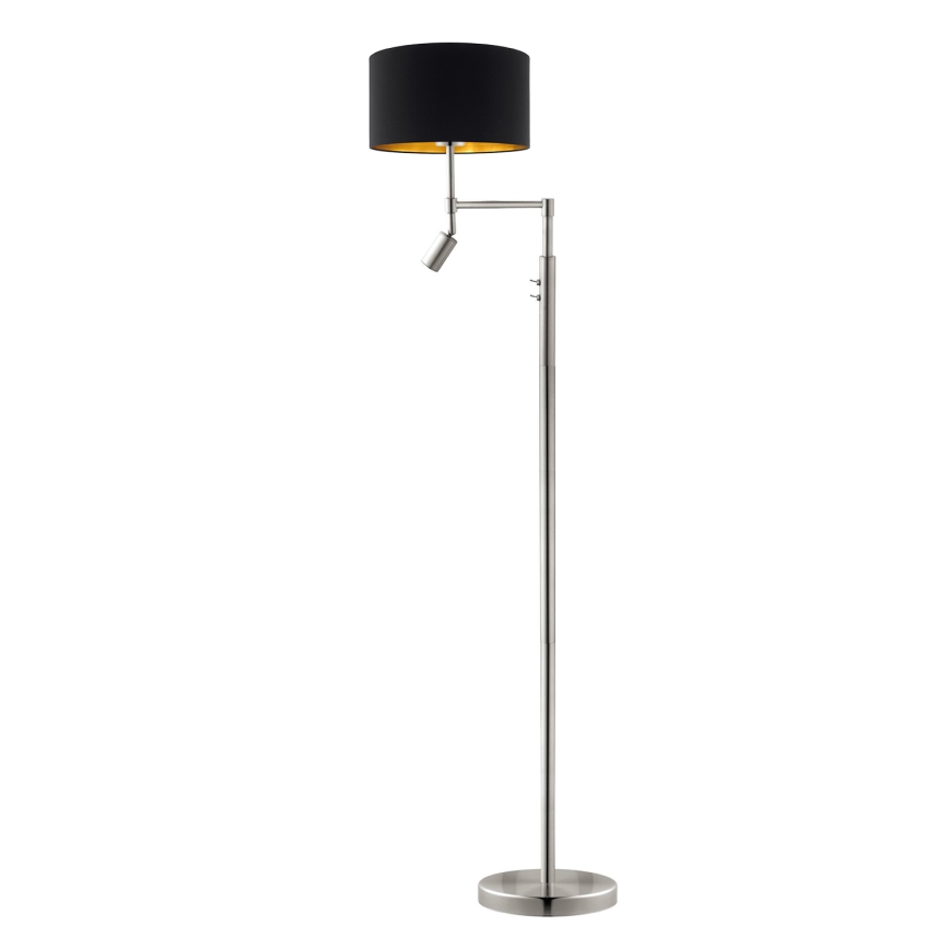 Eglo - Lampada LED da terra TUNJA 1xE27/60W/230V + LED/2,1W diametro 38 cm cromo opaco/nero
