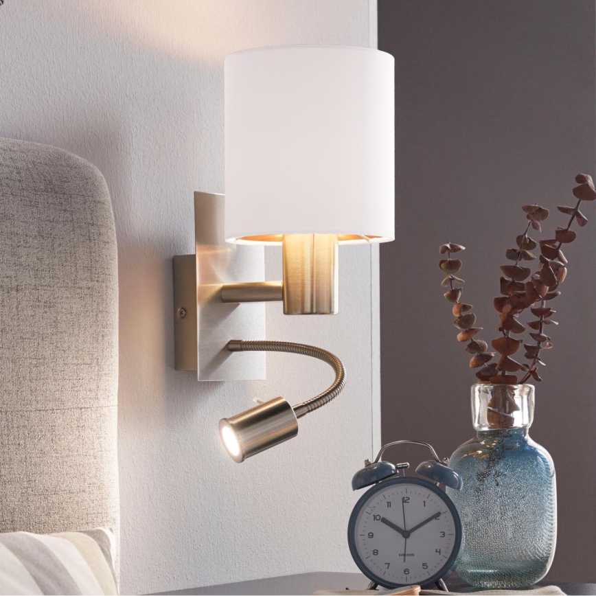 Eglo - Lampada LED flessibile 1xE27/40W+LED/3,8W bianco