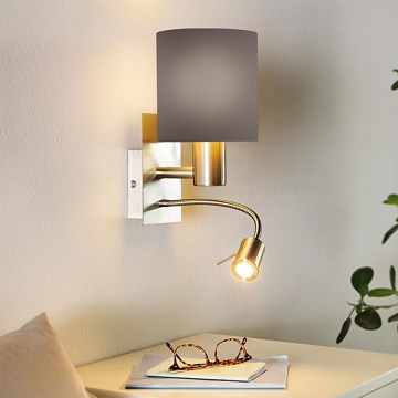 Eglo - Lampada LED flessibile 1xE27/40W+LED/3,8W grigio