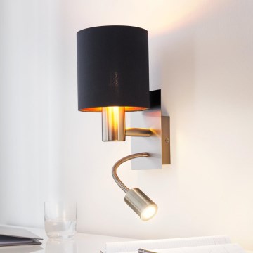Eglo - Lampada LED flessibile 1xE27/40W+LED/3,8W nero