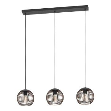 Eglo - Lampadario a cavo 3xE27/60W/230V nero