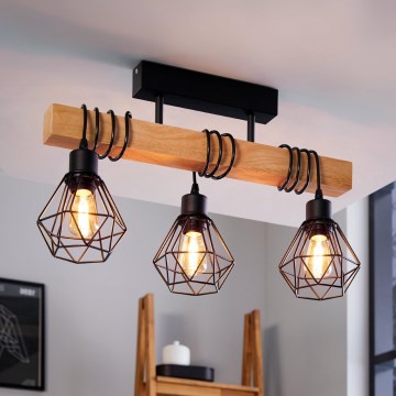 Eglo - Lampadario a plafone TOWNSHEND 3xE27/60W/230V pino