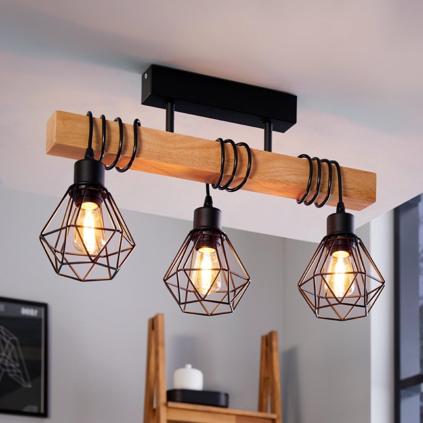 Eglo - Lampadario a plafone TOWNSHEND 3xE27/60W/230V pino