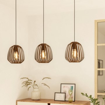 Eglo - Lampadario a sospensione a cavo 3xE27/40W/230V, bronzo