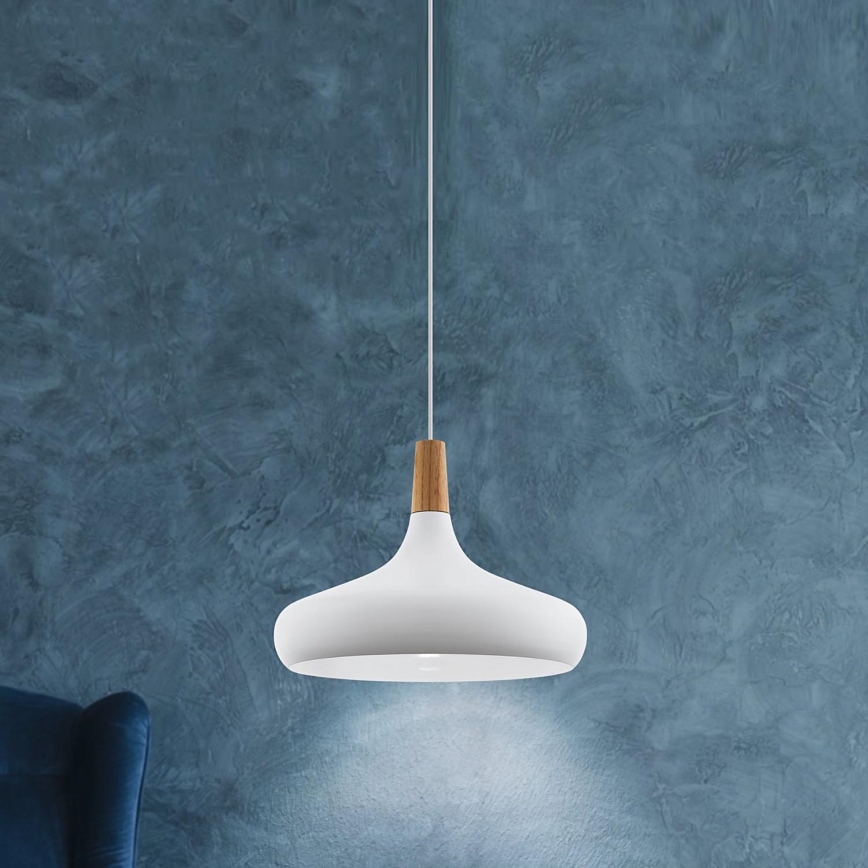 Eglo - Lampadario a sospensione con filo 1xE27/40W/230V diametro 40 cm bianco - FSC certificato