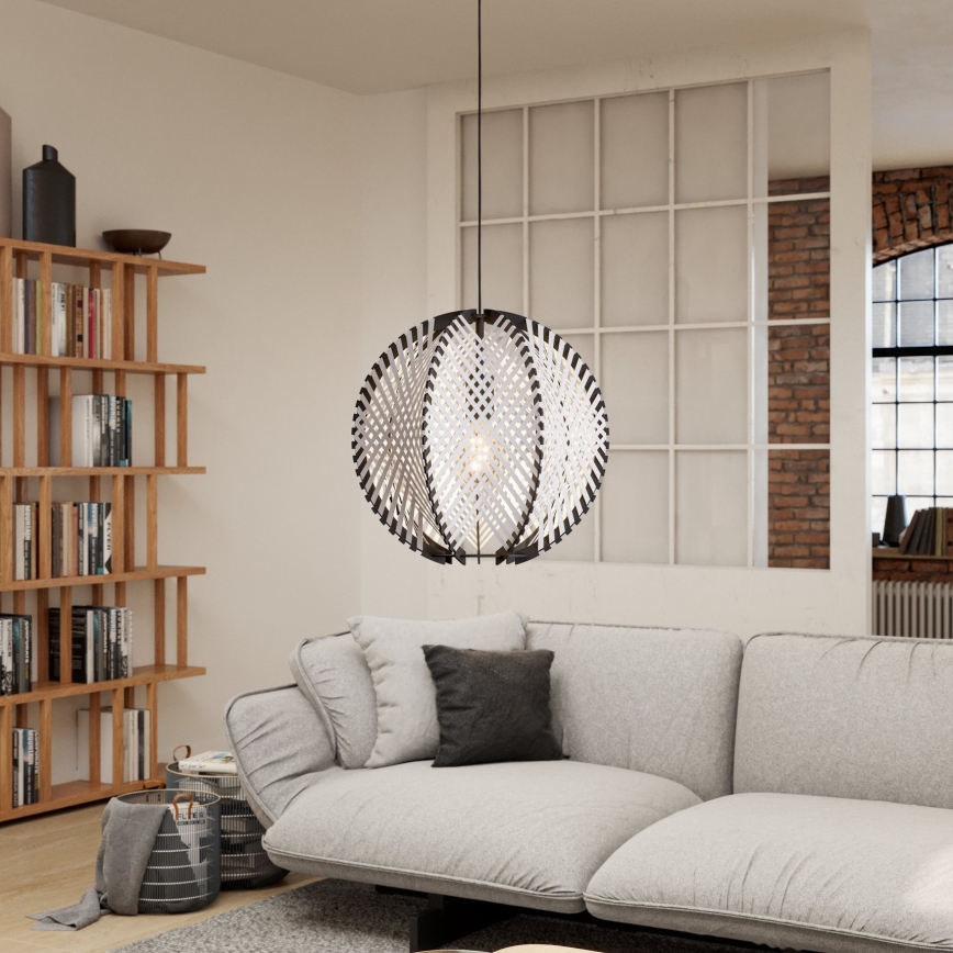 Eglo - Lampadario a sospensione con filo 1xE27/40W/230V diametro 40 cm bianco/nero