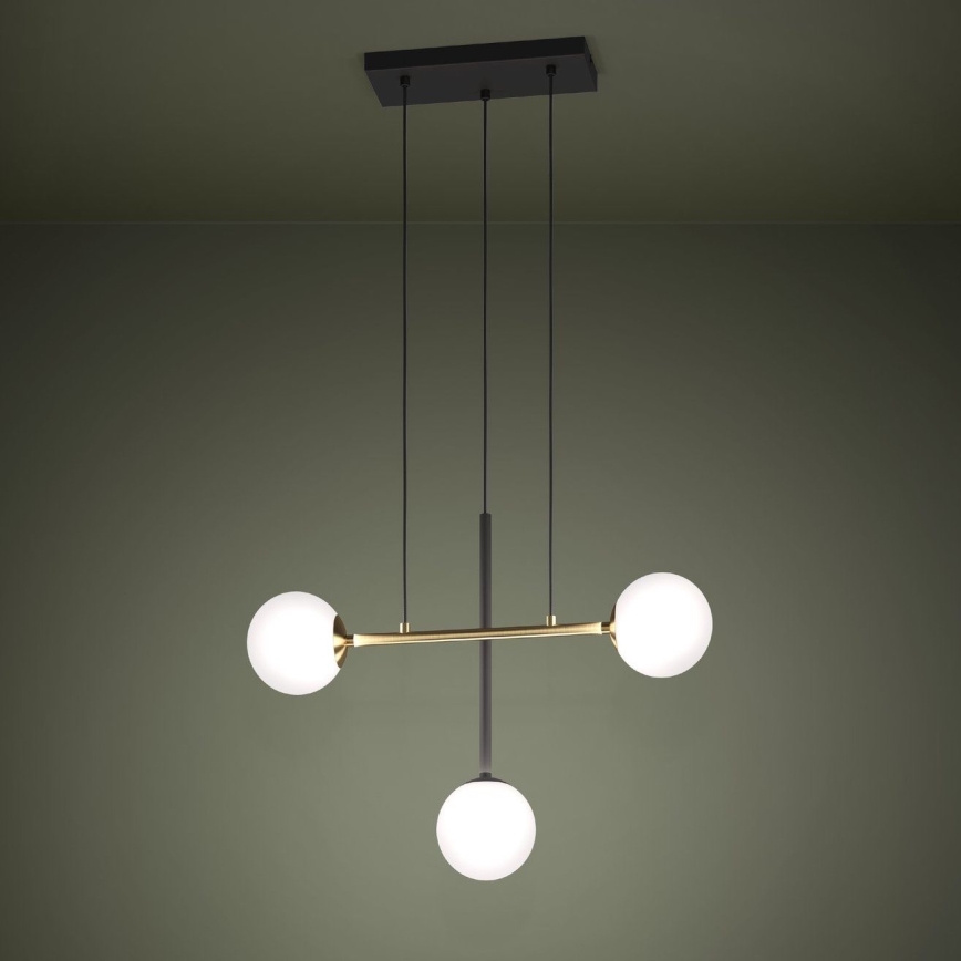 Eglo - Lampadario a sospensione con filo 3xE14/40W/230V oro/nero