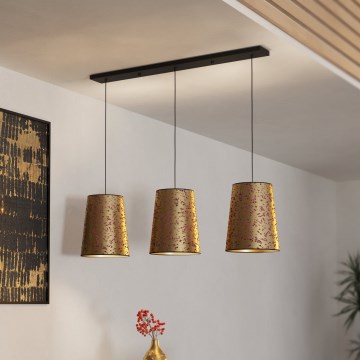 Eglo - Lampadario a sospensione con filo 3xE27/25W/230V oro/rosa