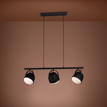 Eglo - Lampadario a sospensione con filo 3xE27/28W/230V nero
