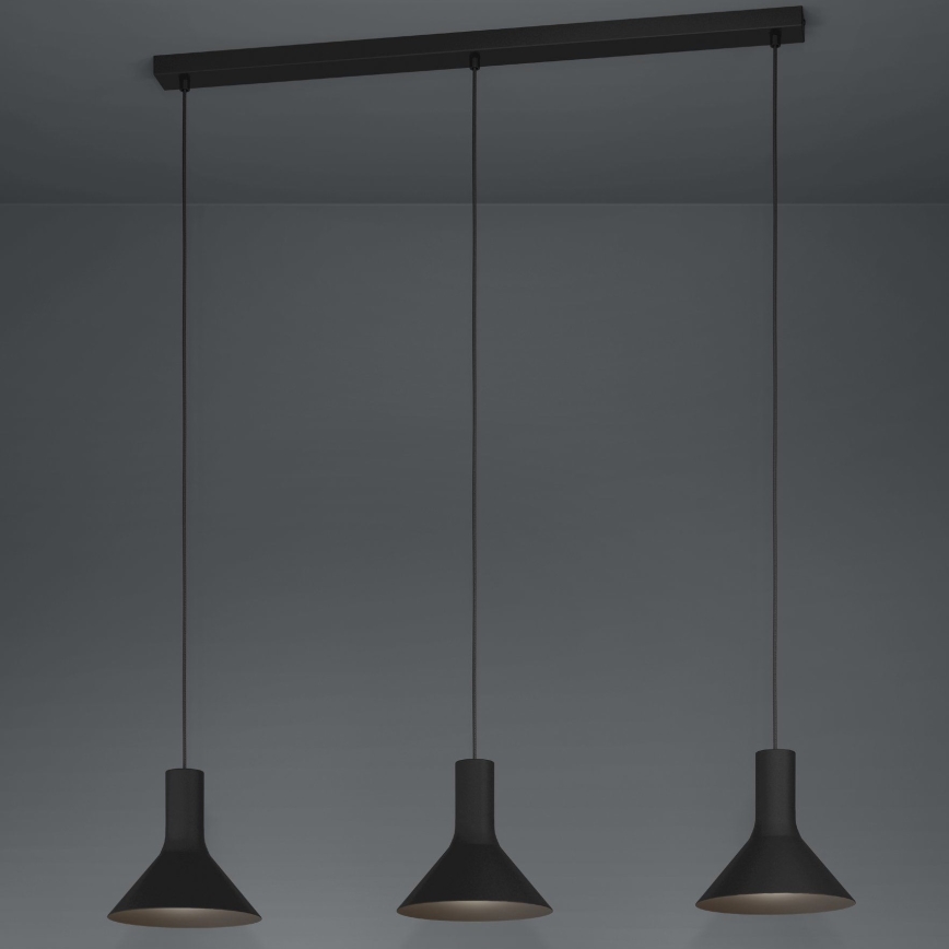 Eglo - Lampadario a sospensione con filo 3xE27/28W/230V nero