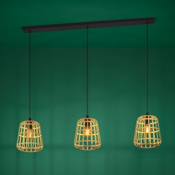 Eglo - Lampadario a sospensione con filo 3xE27/40W/230V bambù