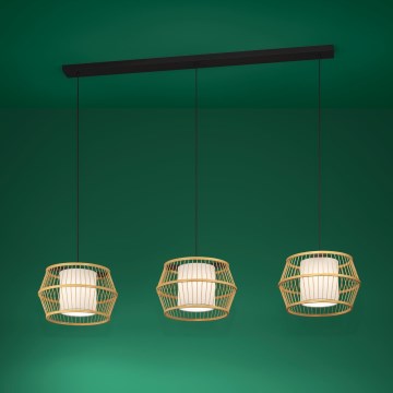 Eglo - Lampadario a sospensione con filo 3xE27/40W/230V bambù