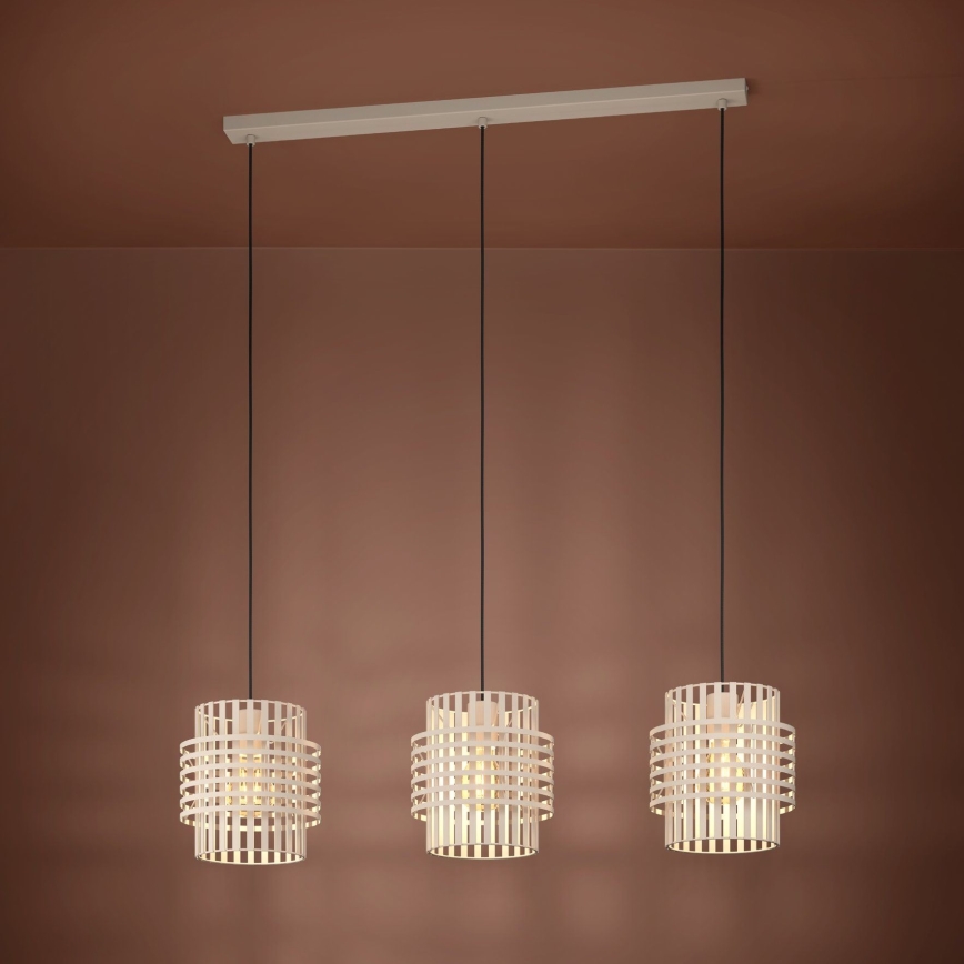 Eglo - Lampadario a sospensione con filo 3xE27/40W/230V color crema