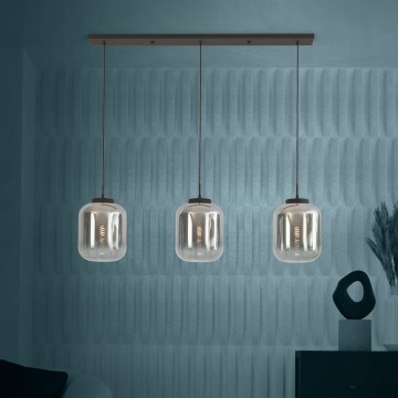 Eglo - Lampadario a sospensione con filo 3xE27/40W/230V fumé