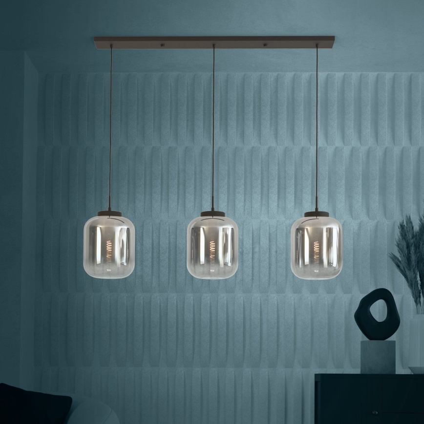 Eglo - Lampadario a sospensione con filo 3xE27/40W/230V fumé