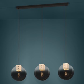 Eglo - Lampadario a sospensione con filo 3xE27/40W/230V fumé