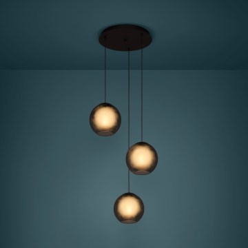 Eglo - Lampadario a sospensione con filo 3xE27/40W/230V fumé