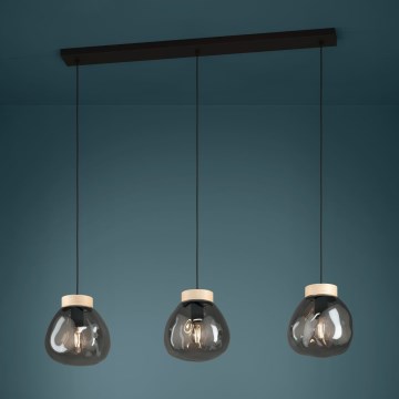 Eglo - Lampadario a sospensione con filo 3xE27/40W/230V fumé