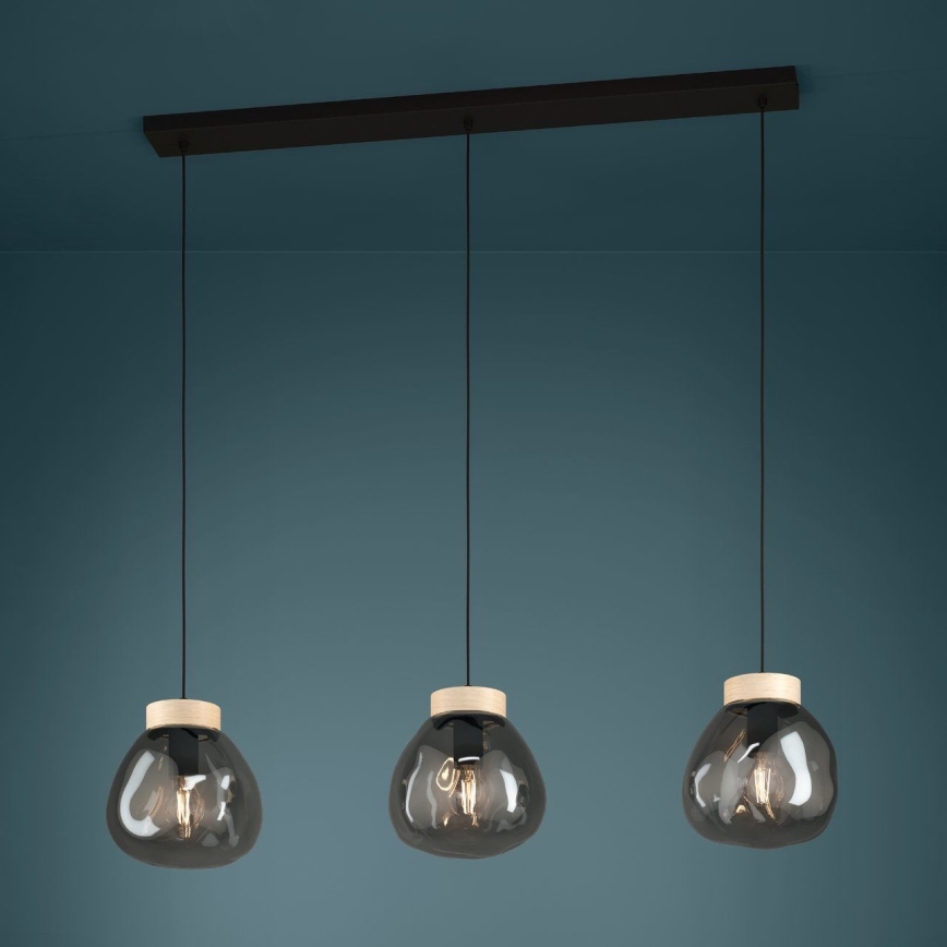Eglo - Lampadario a sospensione con filo 3xE27/40W/230V fumé