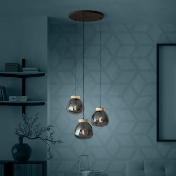 Eglo - Lampadario a sospensione con filo 3xE27/40W/230V fumé