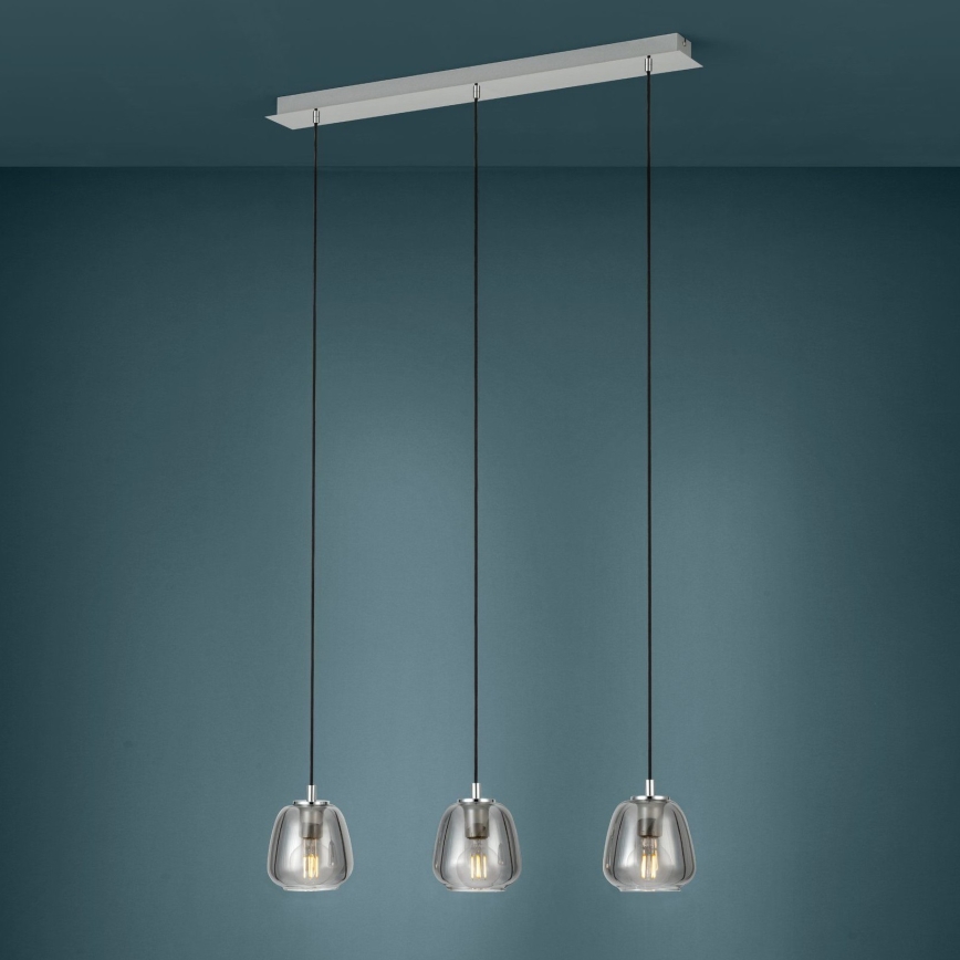 Eglo - Lampadario a sospensione con filo 3xE27/40W/230V fumé