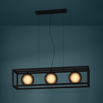 Eglo - Lampadario a sospensione con filo 3xE27/40W/230V fumé/nero