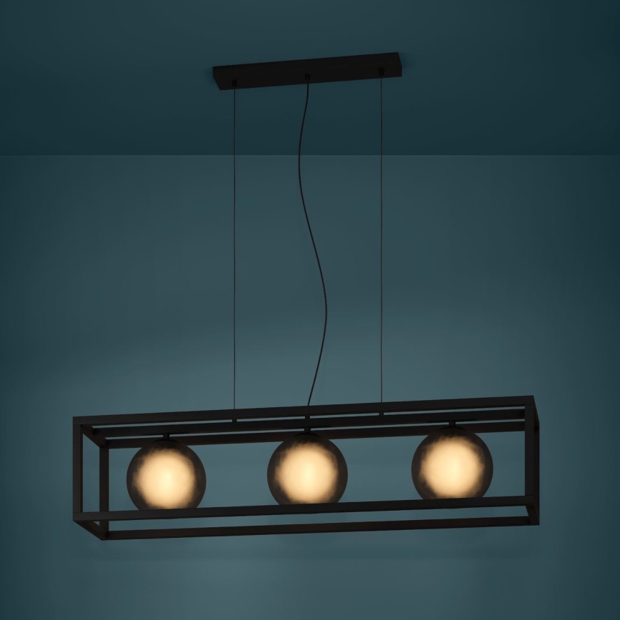 Eglo - Lampadario a sospensione con filo 3xE27/40W/230V fumé/nero