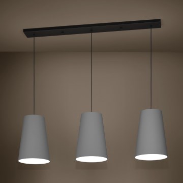 Eglo - Lampadario a sospensione con filo 3xE27/40W/230V grigio
