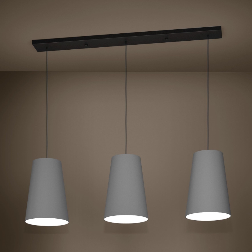 Eglo - Lampadario a sospensione con filo 3xE27/40W/230V grigio