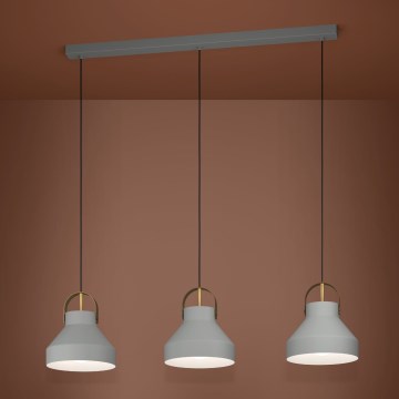Eglo - Lampadario a sospensione con filo 3xE27/40W/230V grigio