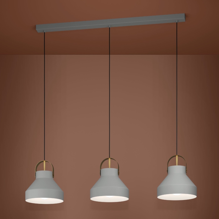 Eglo - Lampadario a sospensione con filo 3xE27/40W/230V grigio
